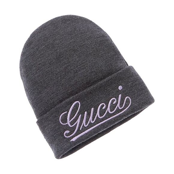 Gucci Logo Wool Beanie, Grey - Picture 1 of 2
